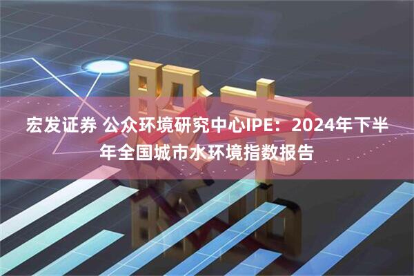 宏发证券 公众环境研究中心IPE:2024年下半年全国城市水环境指数报告